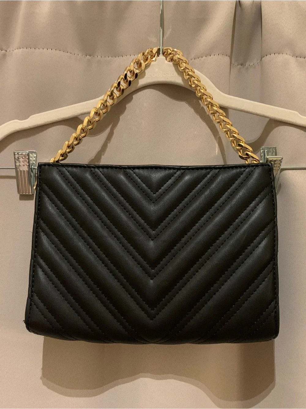 Black Quilted Chain-Handle Shoulder Bag